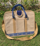 Bhartiye Crafts | Premium Jute Laptop Office Bag with Blue Handle | Artisans from Jharkhand