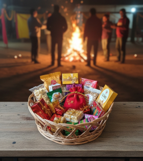 Kashmiri Willow Wicker Basket Hamper (#KWW0014) | “Happy Lohri Gifting Hamper – Taste of Tradition”