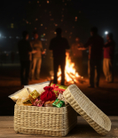 Kauna Grass Basket Hamper with Lid (#KGP0082) | Premium Lohri Special Hamper | Winter Festival Gifting