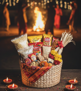 Kauna Grass Basket Hamper | Handmade Eco-Friendly Storage Basket (#KGP0081) | “Happy Lohri Gifting Hamper – Taste of Tradition”