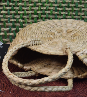 Valentine Special – A Gift with Heart | Handmade Round Kauna Grass Hand Bag with Dual Handle | Manipur North East Sustainable Craft by Bhartiye Crafts