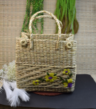 Valentine Special – A Gift with Heart | Handmade Kauna Grass Hand Bag | Picnic bag with Artisan Embroidery & Dual Handle | Manipur North East Sustainable Craft by Bhartiye Crafts