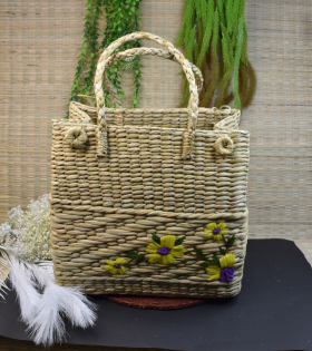 Valentine Special – A Gift with Heart | Handmade Kauna Grass Hand Bag | Picnic bag with Artisan Embroidery &amp; Dual Handle | Manipur North East Sustainable Craft by Bhartiye Crafts