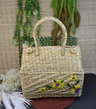 Valentine Special – A Gift with Heart | Handmade Kauna Grass Hand Bag | Picnic bag with Artisan Embroidery & Dual Handle | Manipur North East Sustainable Craft by Bhartiye Crafts