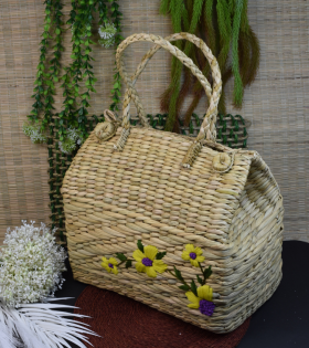 Valentine Special – A Gift with Heart | Handmade Kauna Grass Hand Bag | Picnic bag with Artisan Embroidery &amp; Dual Handle | Manipur North East Sustainable Craft by Bhartiye Crafts