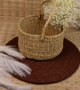 Kauna grass or water reed basket