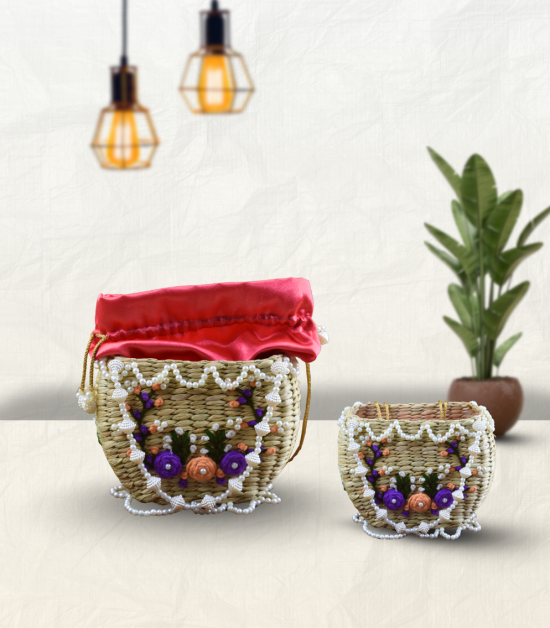 Kauna grass bag with heavy Embroidery