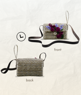 Kauna grass sling bag with leather handle