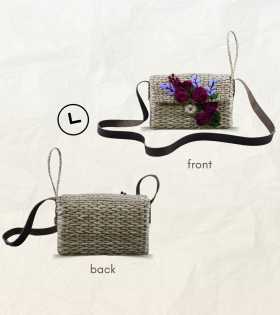 Kauna grass sling bag with leather handle