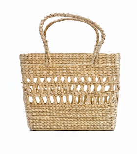 Handmade Kauna Grass Jali Shopping Bag (16×16×7 inch) | Durable Eco-Friendly Hand Bag | Manipur North East Craft by Bhartiye Crafts