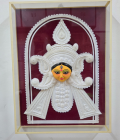 Ma Durga Face Shola Pith Floral Wall Art – Traditional Bengali Craft Frame (#SPP0046)