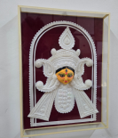 Ma Durga Face Shola Pith Floral Wall Art – Traditional Bengali Craft Frame (#SPP0046)