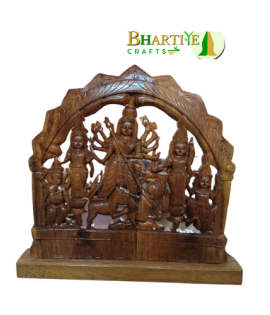 Divine Durga Mahishasur Mardini – Handcrafted Wooden Art Showpiece (#BP0006)