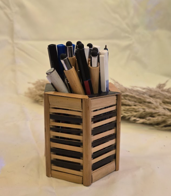 Eco-Friendly Bamboo Wooden Pen Stand & Desk Organizer (#BP0040)