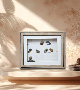 The Birds on a Branch – Nature Inspired Pebble Art Frame by Bhartiye Crafts (#PB0002)