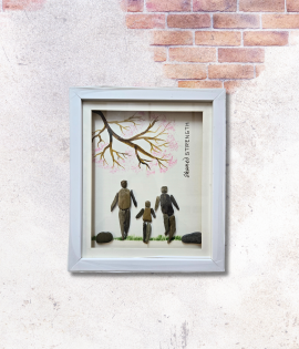 Family Pebble Art Frame – Handmade Natural Stone Family Decor by Bhartiye Crafts (#PB0004)