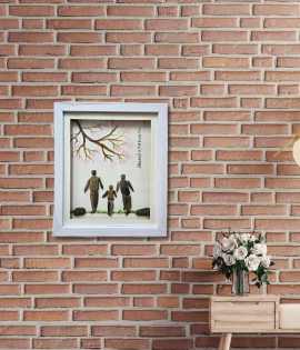 Family Pebble Art Frame – Handmade Natural Stone Family Decor by Bhartiye Crafts (#PB0004)