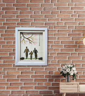 Family Pebble Art Frame – Handmade Natural Stone Family Decor by Bhartiye Crafts (#PB0004)