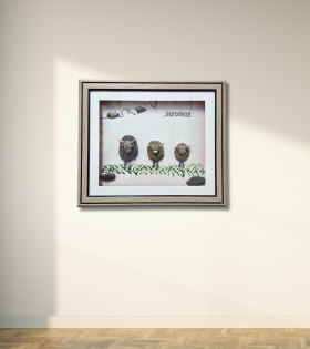 Survivors Pebble Art Frame – Valentine Gift for Him | Handmade Gift for Men - Strength &amp; Resilience Stone Artwork