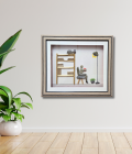 Men Sitting on Chair Pebble Art Frame – Artistic Stone Wall Decor (#PB0007)