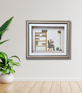 Waiting with Love Pebble Art Frame – Valentine Gift for Him | Handmade Gift for Men– Artistic Stone Wall Decor