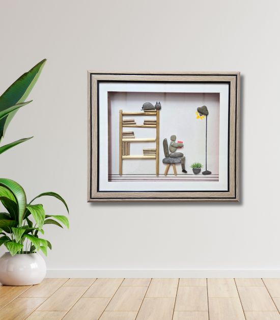 Waiting with Love Pebble Art Frame – Valentine Gift for Him | Handmade Gift for Men– Artistic Stone Wall Decor