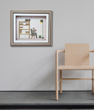 Men Sitting on Chair Pebble Art Frame – Artistic Stone Wall Decor (#PB0007)