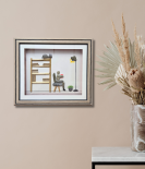Men Sitting on Chair Pebble Art Frame – Artistic Stone Wall Decor (#PB0007)