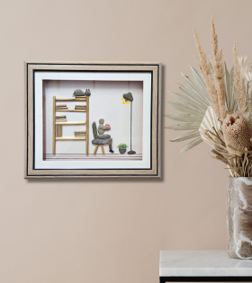 Waiting with Love Pebble Art Frame – Valentine Gift for Him | Handmade Gift for Men– Artistic Stone Wall Decor