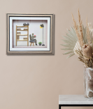 Men Sitting on Chair Pebble Art Frame – Artistic Stone Wall Decor (#PB0007)