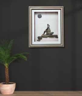 The Observer Pebble Art Frame – Thoughtful Stone Wall Artwork (#PB0008)