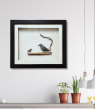 Two Black Birds Pebble Art Frame – Nature Inspired Stone Artwork (#PB0011)
