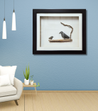 Two Black Birds Pebble Art Frame – Nature Inspired Stone Artwork (#PB0011)