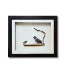 Two Black Birds Pebble Art Frame – Nature Inspired Stone Artwork (#PB0011)