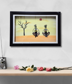 Tribal Harmony Pebble Art Frame – Ethnic Inspired Stone Wall Art (#PB0012)