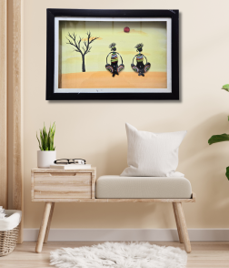 Tribal Harmony Pebble Art Frame – Ethnic Inspired Stone Wall Art (#PB0012)