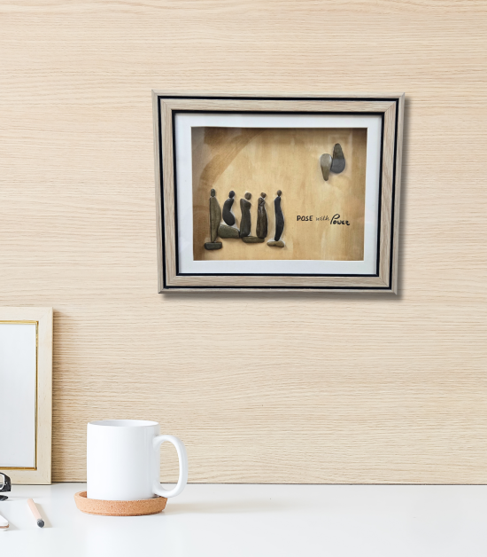 Pose with Power – Inspirational Pebble Art Frame (#PB0015)