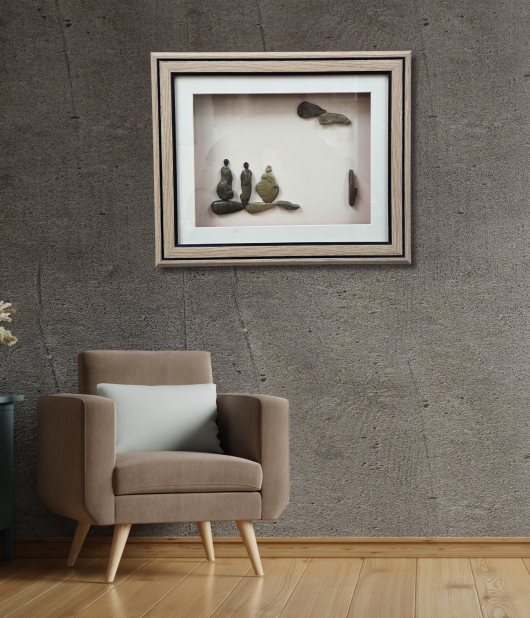 Moments of Togetherness – Stone Family Pebble Art Frame (#PB0016)