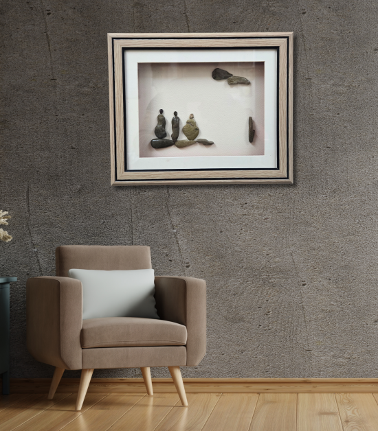Moments of Togetherness – Stone Family Pebble Art Frame (#PB0016)