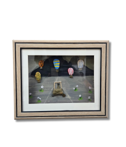 Adventure Awaits – Hot Air Balloon Pebble Art Frame (#PB0017)