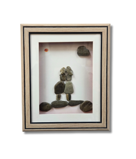 Mother’s Warm Embrace – Handmade Pebble Art Frame (#PB0020)