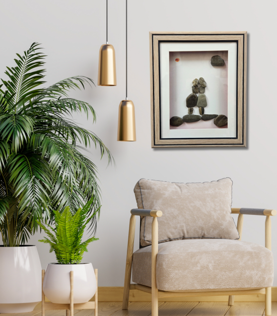 Mother’s Warm Embrace – Handmade Pebble Art Frame (#PB0020)