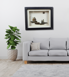 Under the Moonlight – Family Pebble Art Frame (#PB0023)