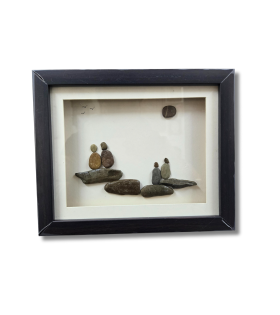 Under the Moonlight – Family Pebble Art Frame (#PB0023)