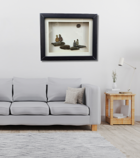 Under the Moonlight – Family Pebble Art Frame (#PB0023)
