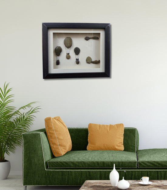 Dreamers in the Sky – Hot Air Balloon Pebble Art (#PB0027)