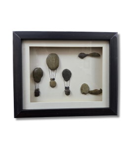 Dreamers in the Sky – Hot Air Balloon Pebble Art (#PB0027)