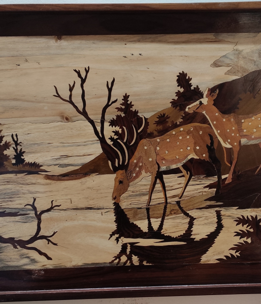 Mysore Rosewood Inlay Deer Wall Art – Handcrafted Nature Scene (#WP0026)