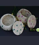 Handcrafted Sabai Grass Hand Weaved Matki Multi Storage Box Set Of 3