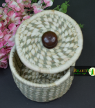 Handcrafted Round Woven Basket with Lid – Small Storage Container Set Of 2